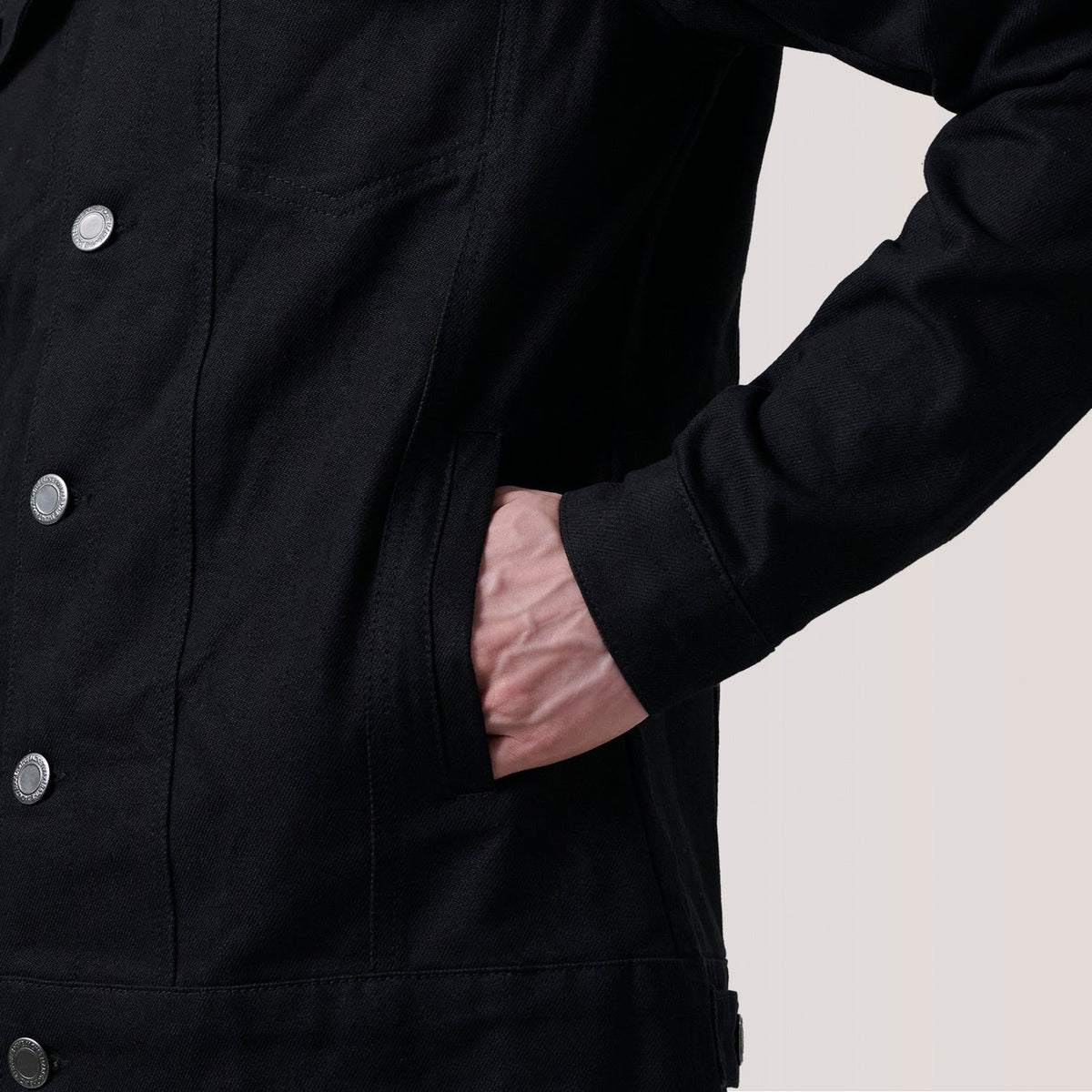 Conard Black Denim Trucker Jacket - men's jacket in black denim, view 6