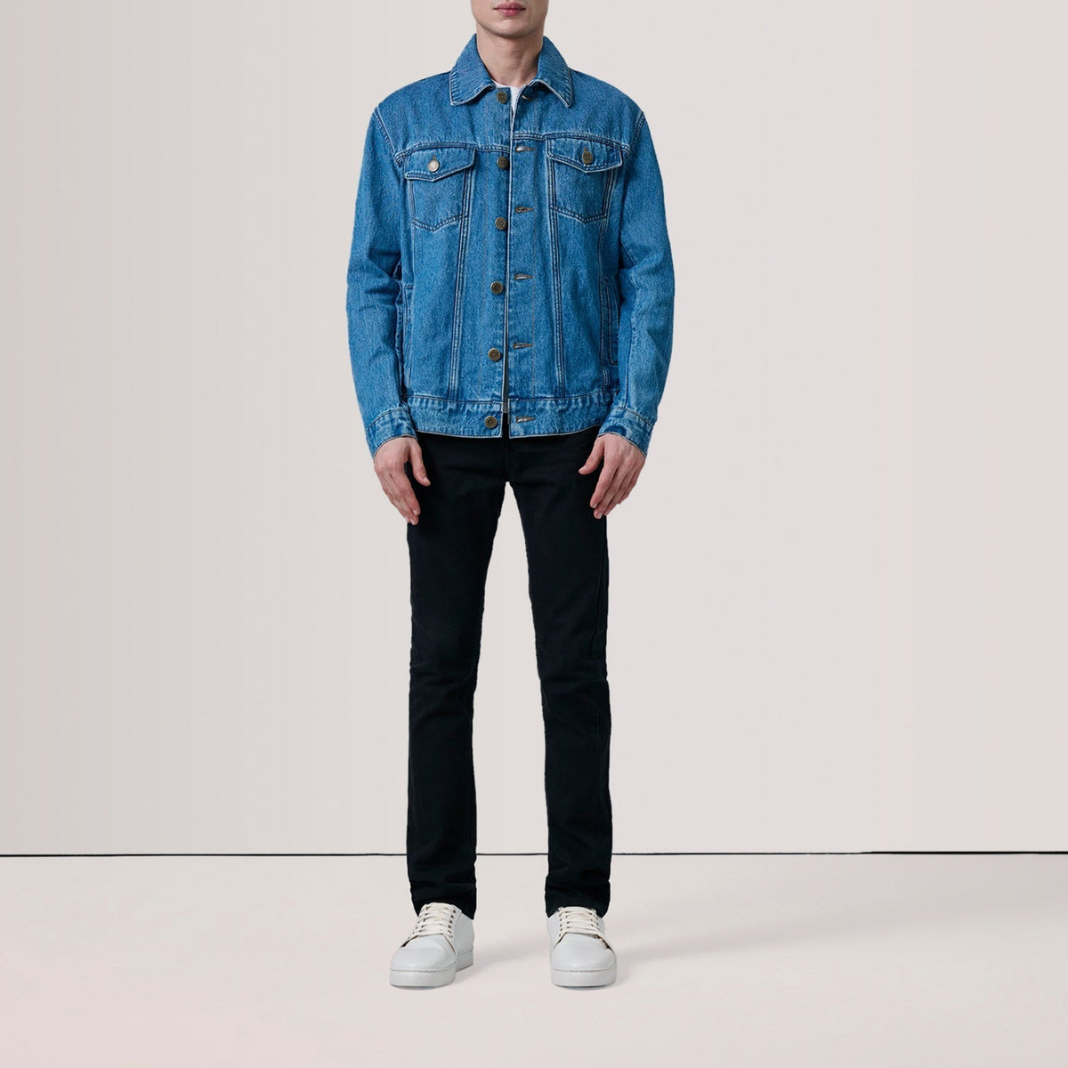 Conard Blue Denim Trucker Jacket - men's jacket in blue denim, view 2