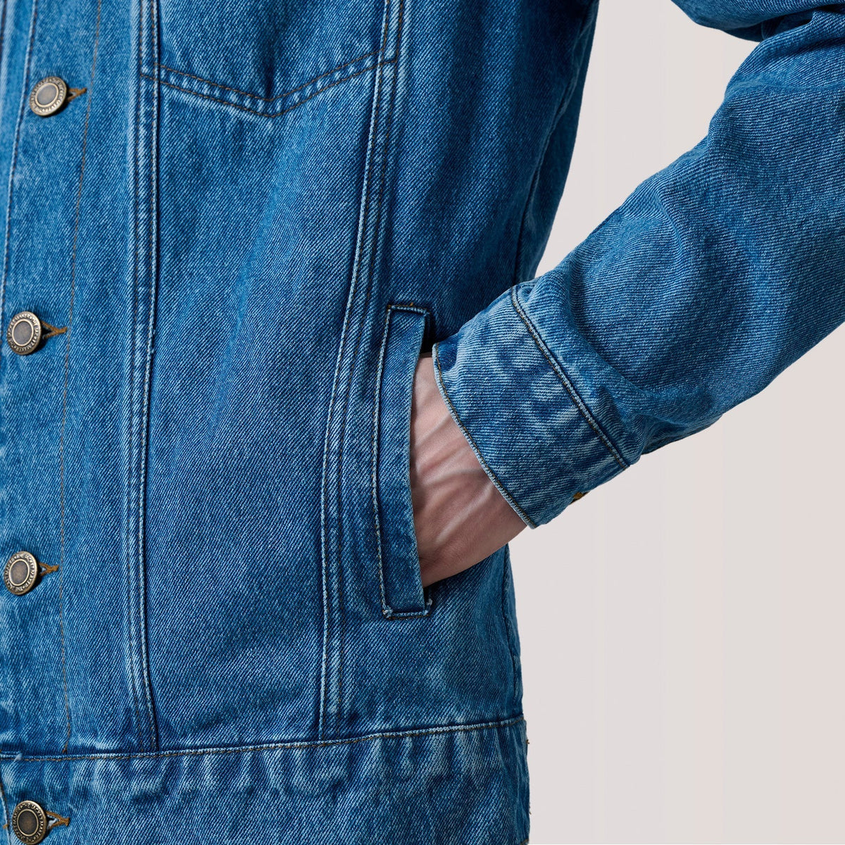 Conard Blue Denim Trucker Jacket - men's jacket in blue denim, view 6