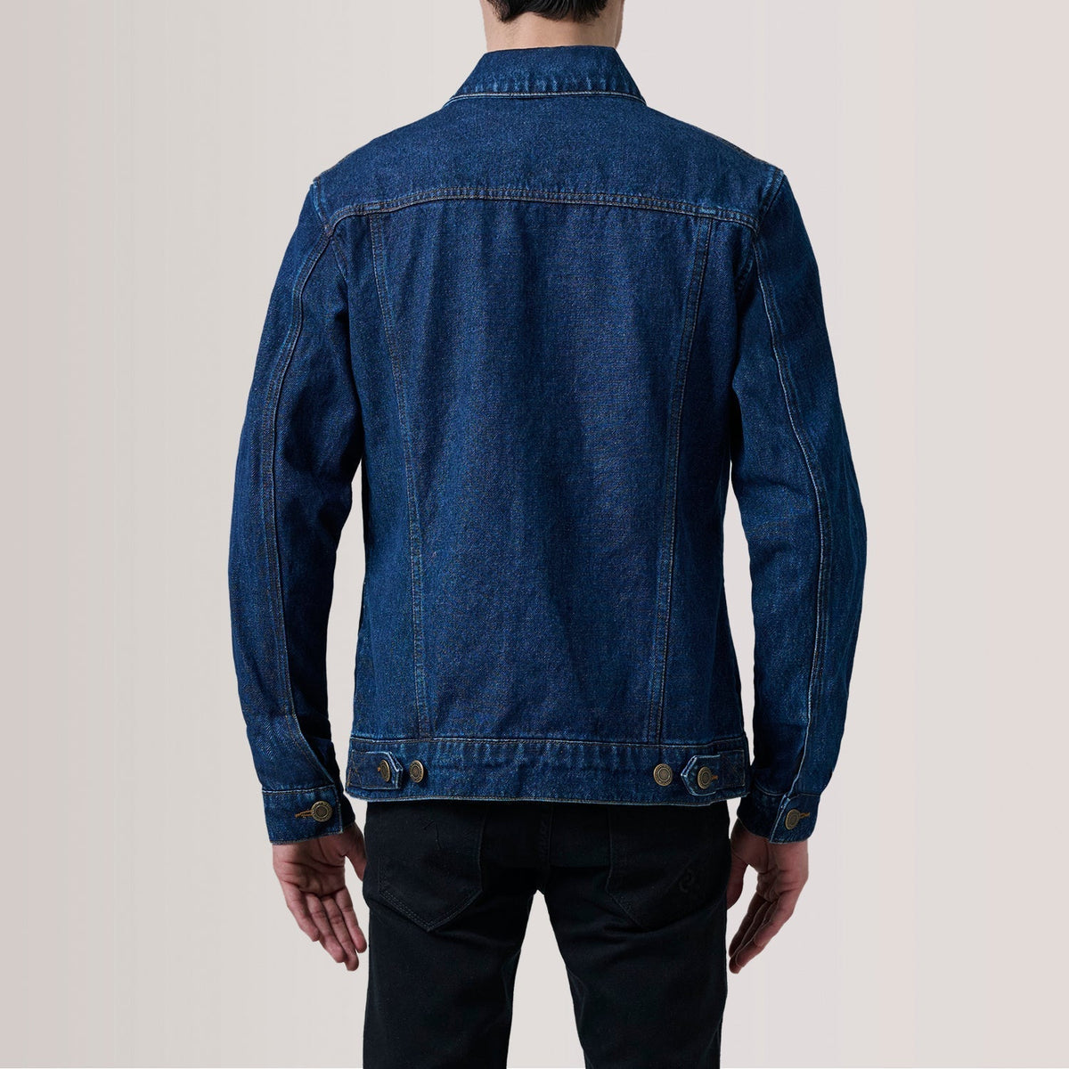 Conard Dark Blue Denim Trucker Jacket - men's jacket in dark blue denim, view 4