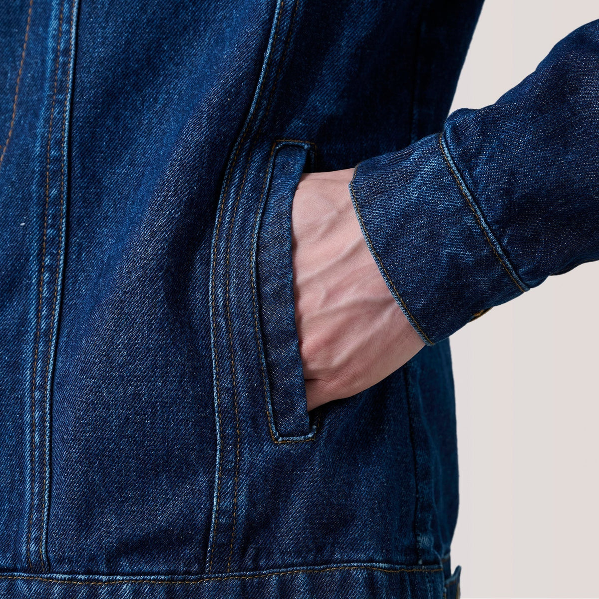 Conard Dark Blue Denim Trucker Jacket - men's jacket in dark blue denim, view 6