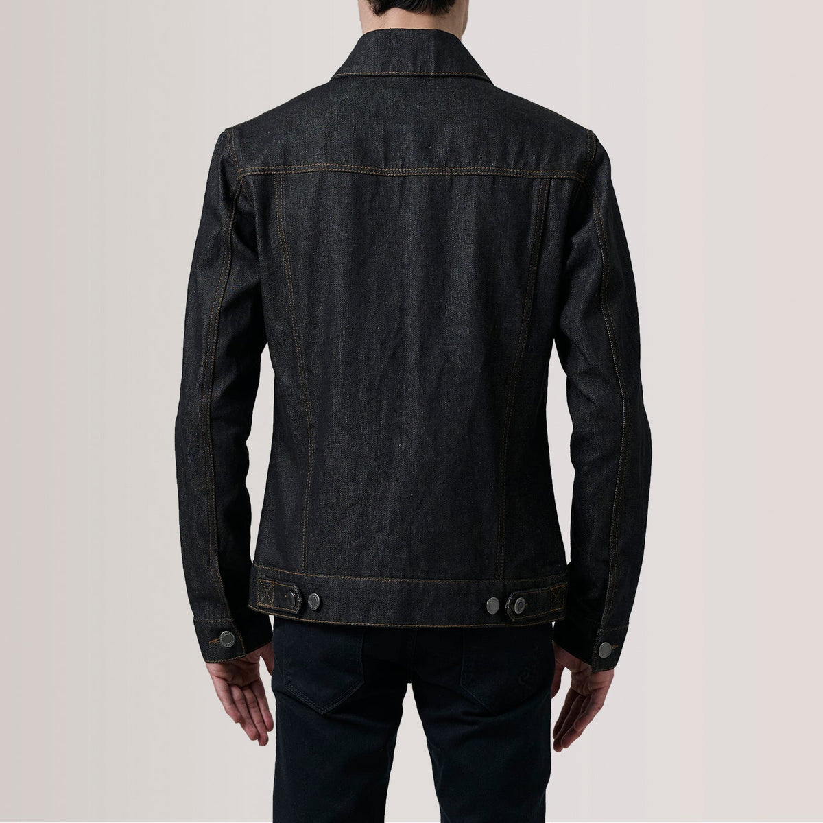 Conard Faded Black Denim Trucker Jacket - men's jacket in faded black denim, view 4