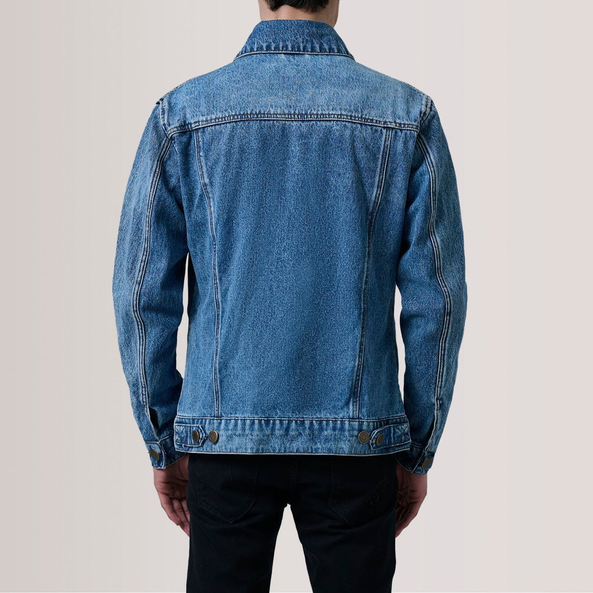 Conard Ice Blue Denim Trucker Jacket - men's jacket in ice blue denim, view 4