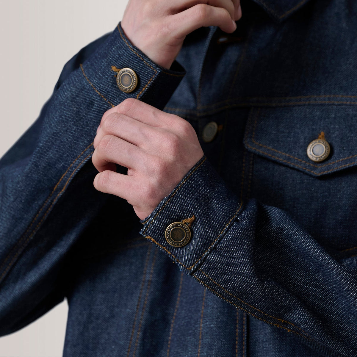 Conard Indigo Blue Denim Trucker Jacket - men's jacket in indigo blue denim, view 6