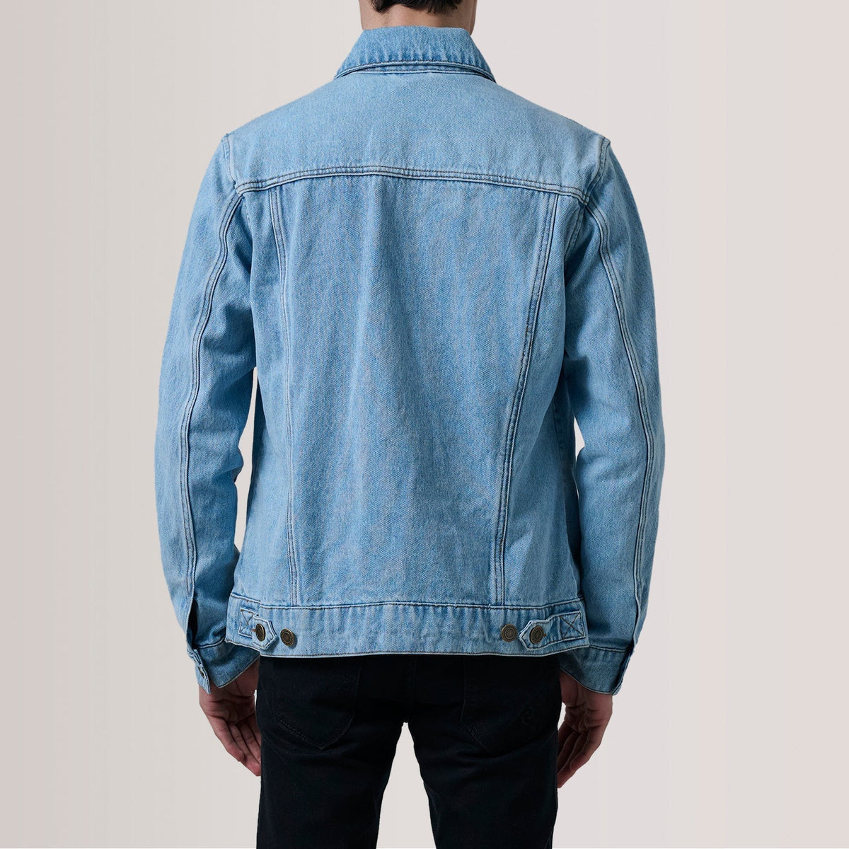 Conard Light Blue Denim Trucker Jacket - men's jacket in light blue denim, view 4