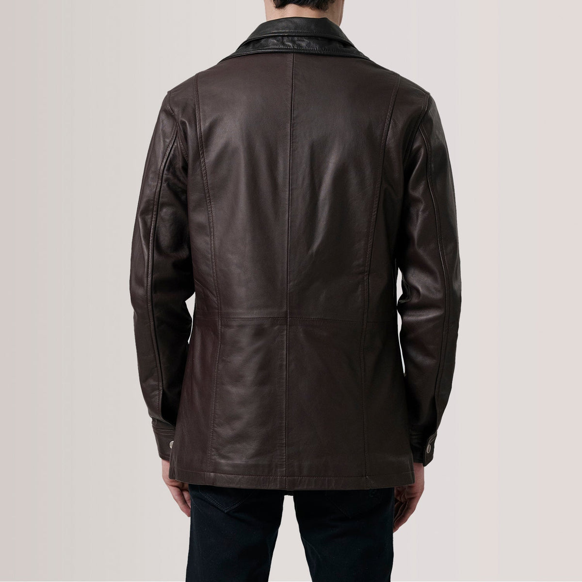 Connor Maroon Leather Coat - men's coat in maroon premium leather, view 4