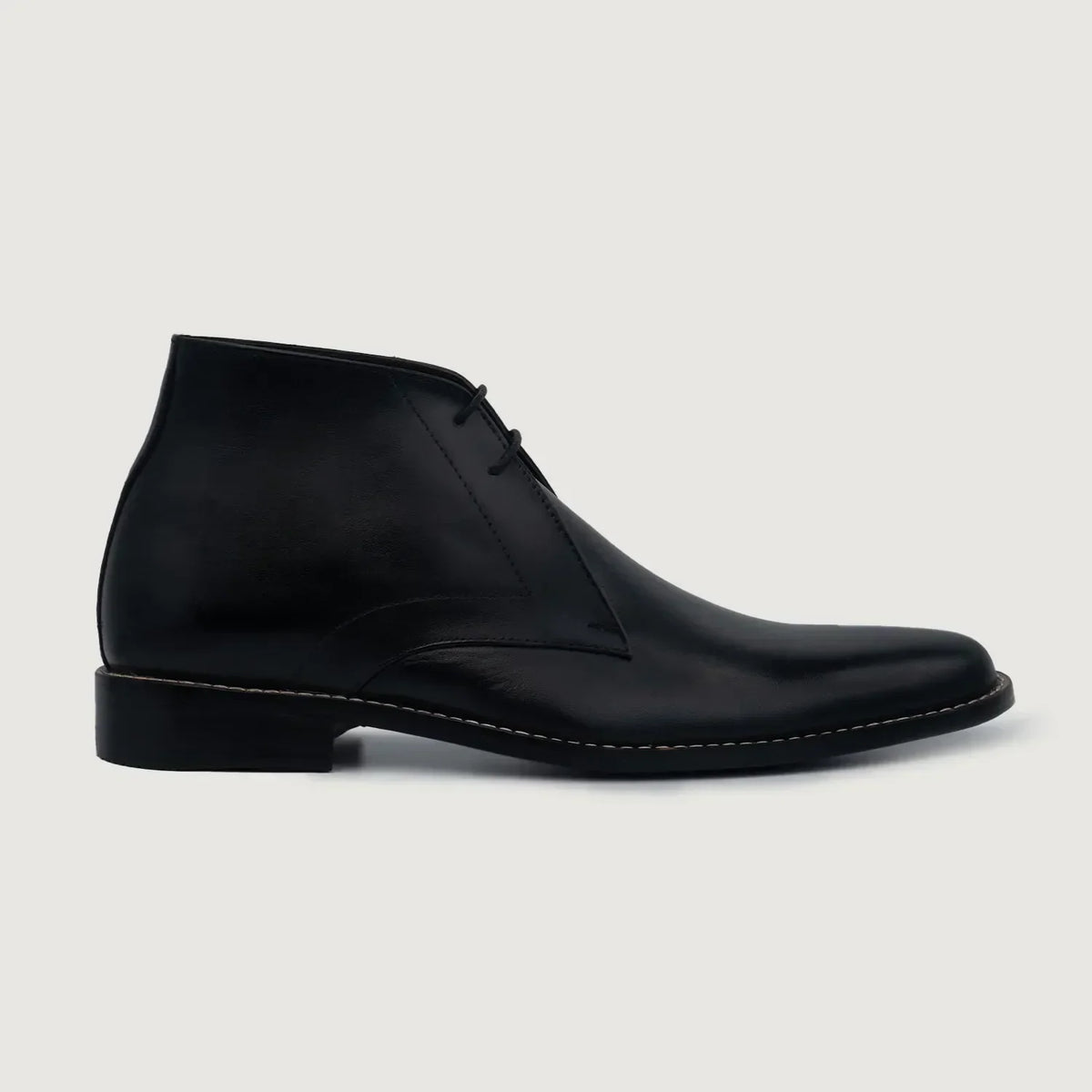 Corry Chukka Black Leather Boots - men's boots in black genuine leather, view 2
