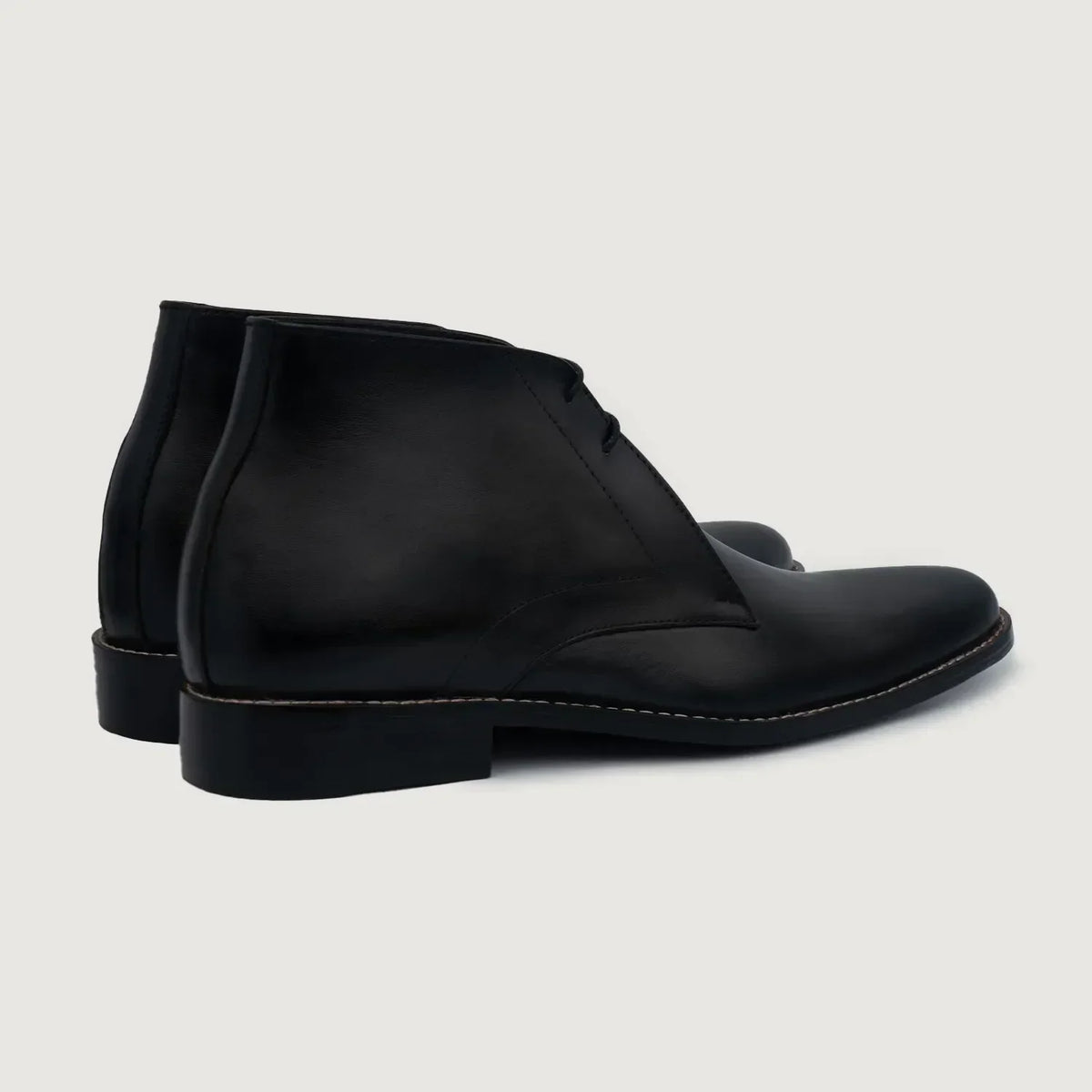 Corry Chukka Black Leather Boots - men's boots in black genuine leather, view 4
