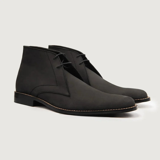 Corry Chukka Black Nubuck Leather Boots - men's boots in black nubuck leather, view 1