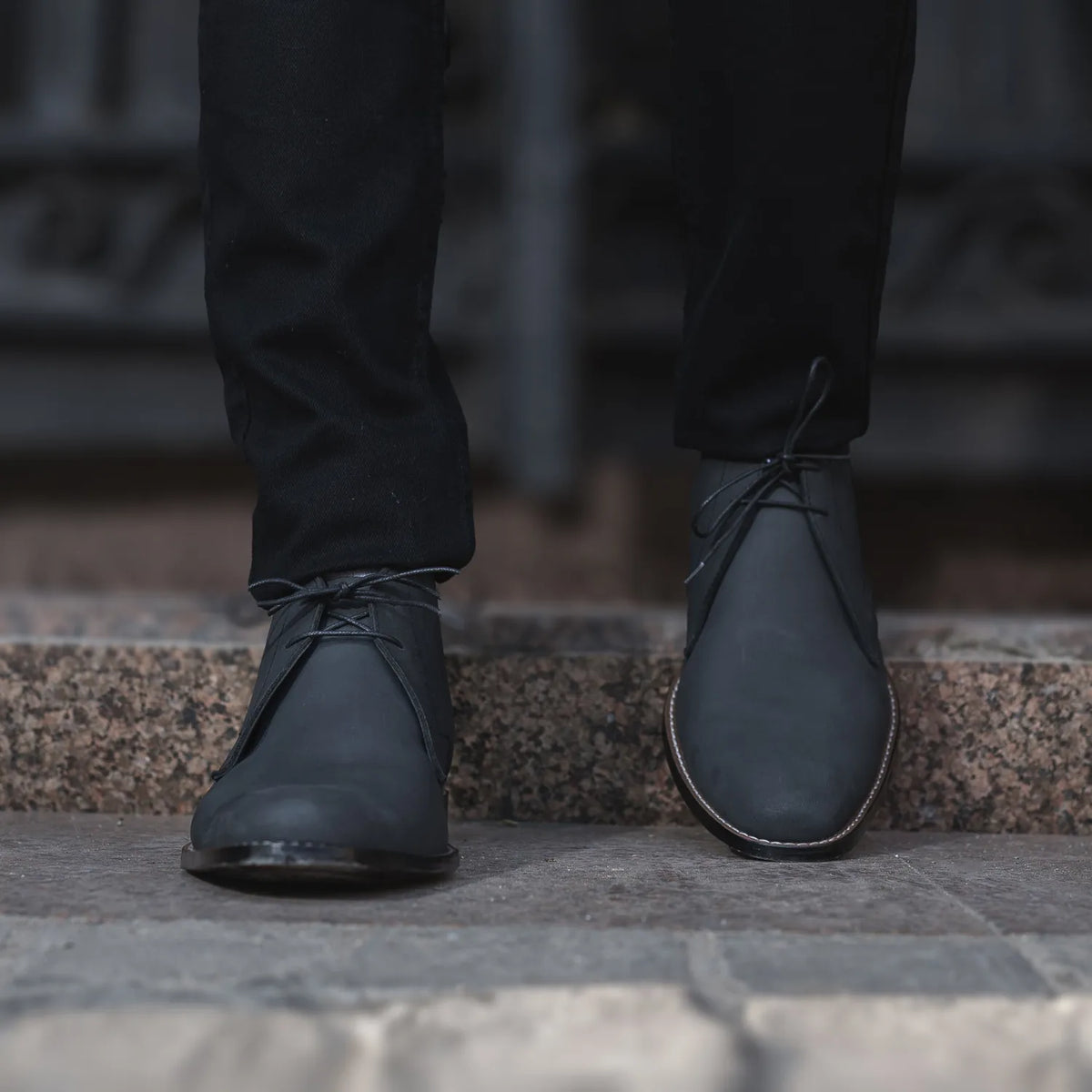 Corry Chukka Black Nubuck Leather Boots - men's boots in black nubuck leather, view 7