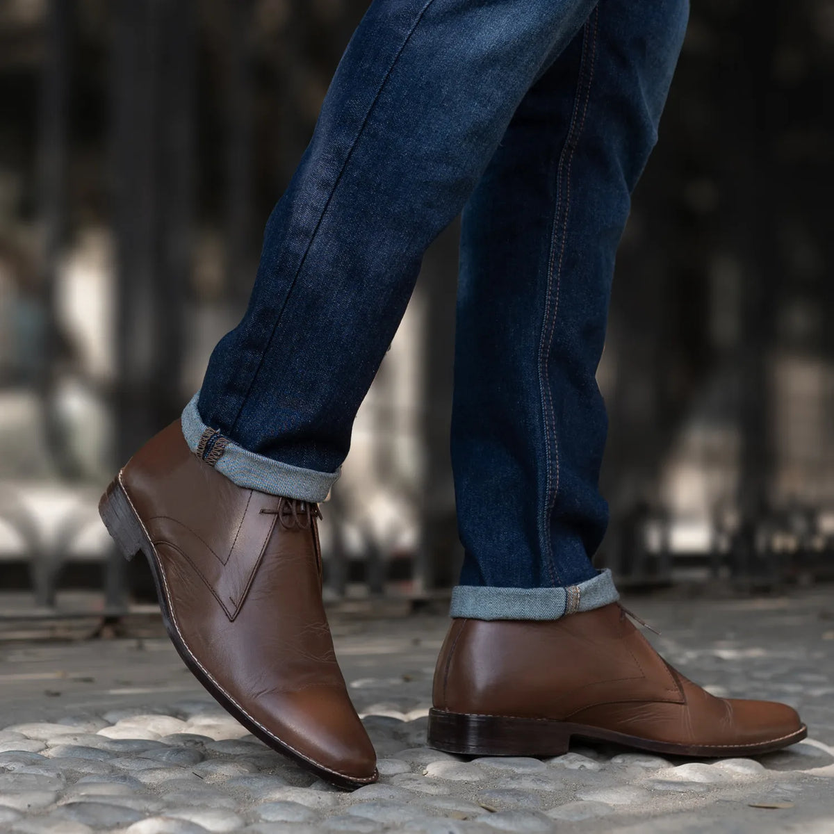 Corry Chukka Brown Leather Boots - men's boots in brown genuine leather, view 10