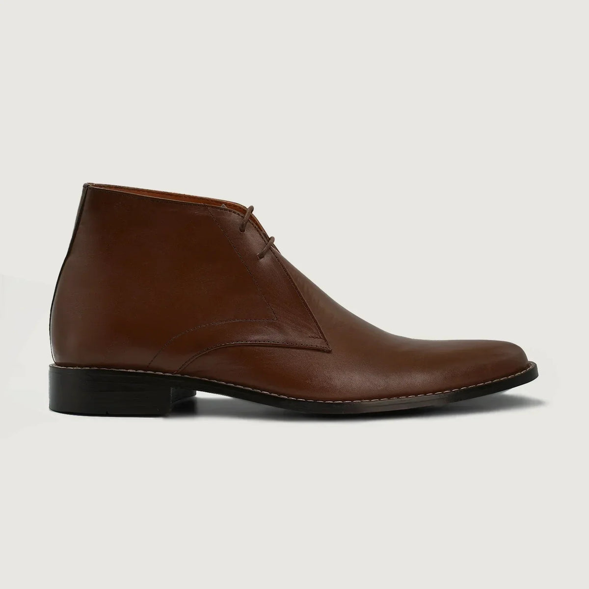 Corry Chukka Brown Leather Boots - men's boots in brown genuine leather, view 2