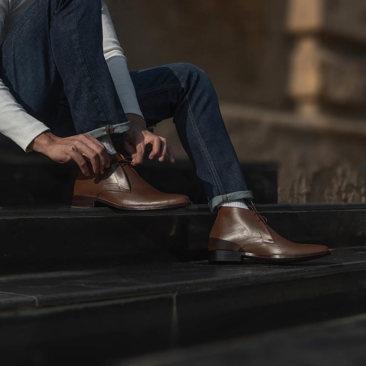 Corry Chukka Brown Leather Boots - men's boots in brown genuine leather, view 7