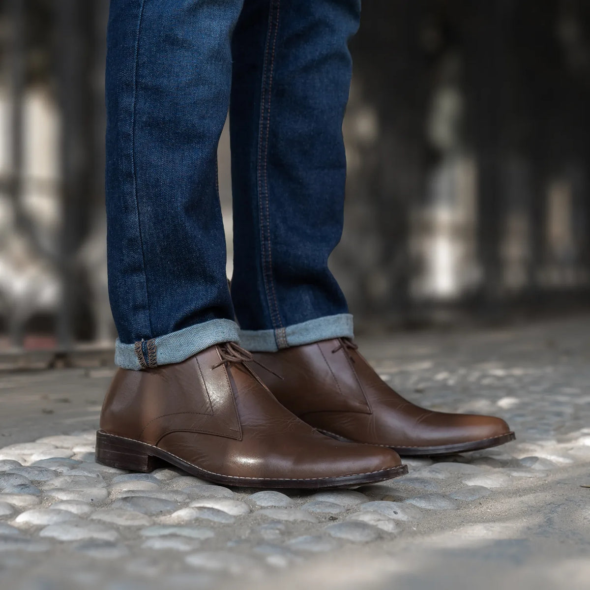 Corry Chukka Brown Leather Boots - men's boots in brown genuine leather, view 9