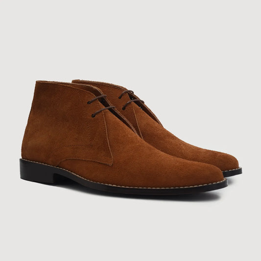 Corry Chukka Brown Suede Leather Boots - men's boots in brown suede leather, view 1