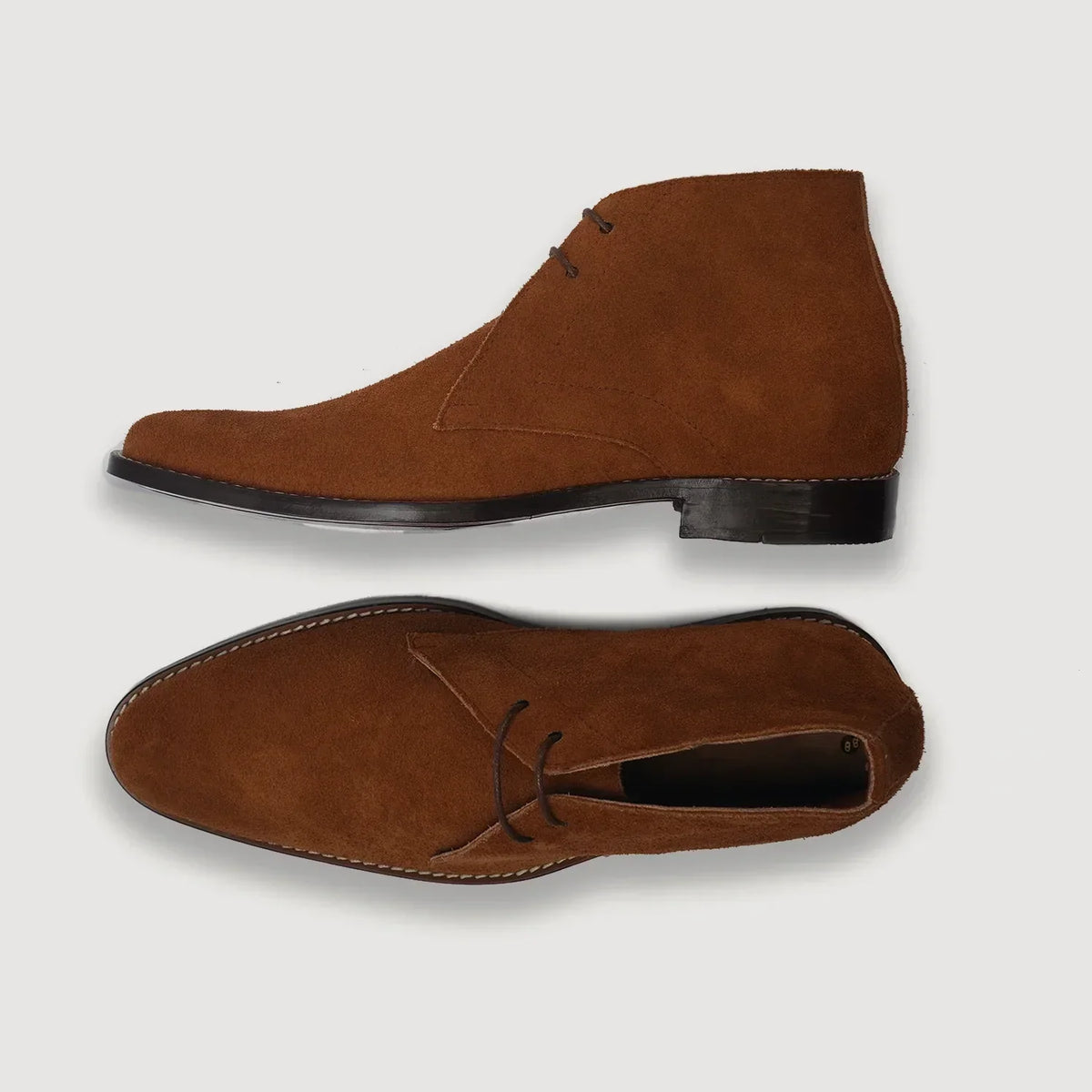 Corry Chukka Brown Suede Leather Boots - men's boots in brown suede leather, view 3