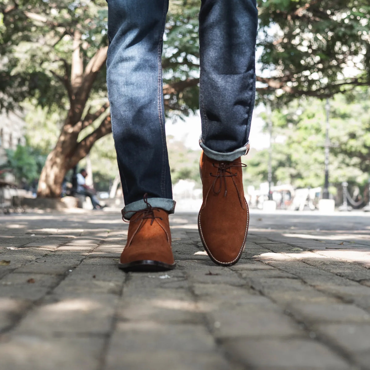 Corry Chukka Brown Suede Leather Boots - men's boots in brown suede leather, view 7