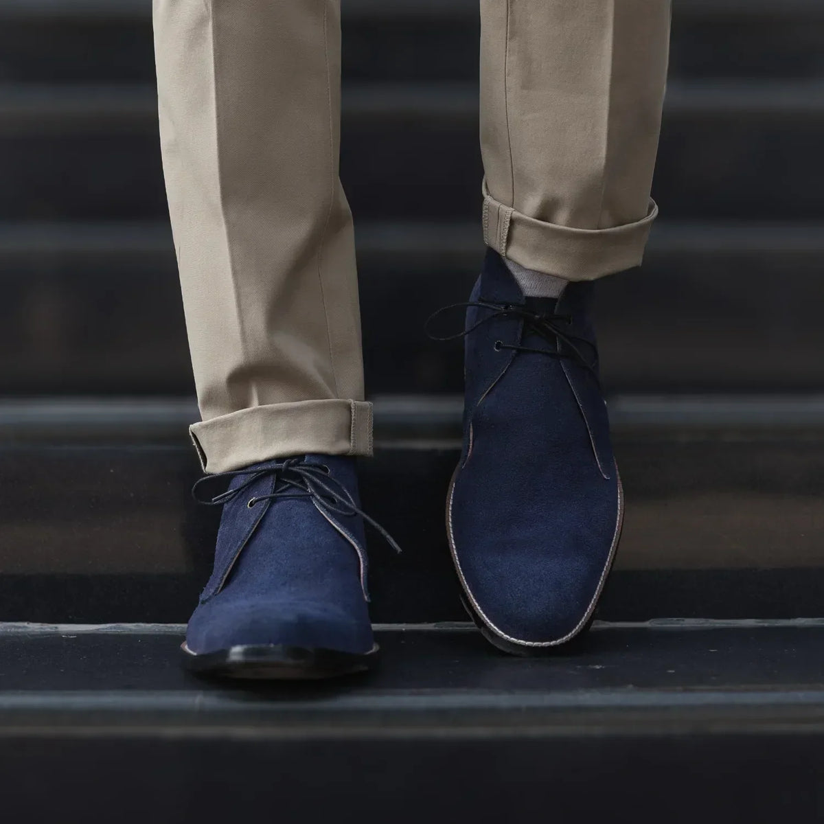 Corry Chukka Midnight Blue Suede Leather Boots - men's boots in midnight blue suede leather, view 7