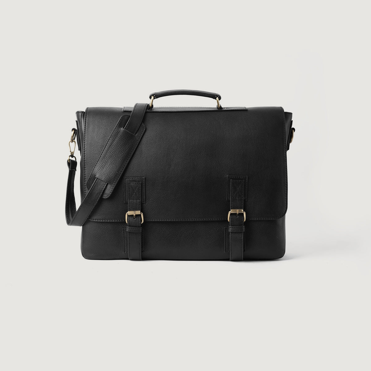 Brex Cristoph Black Leather Messenger Bag - black leather messenger bag, view 1