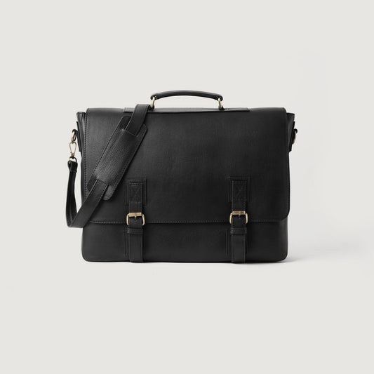 Brex Cristoph Black Leather Messenger Bag - black leather messenger bag, view 1