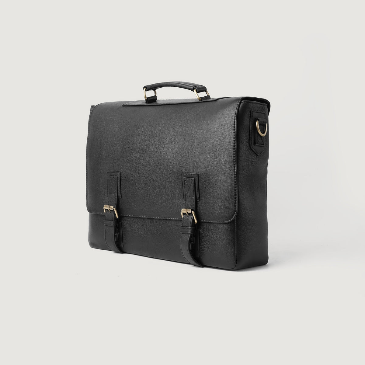 Brex Cristoph Black Leather Messenger Bag - black leather messenger bag, view 3