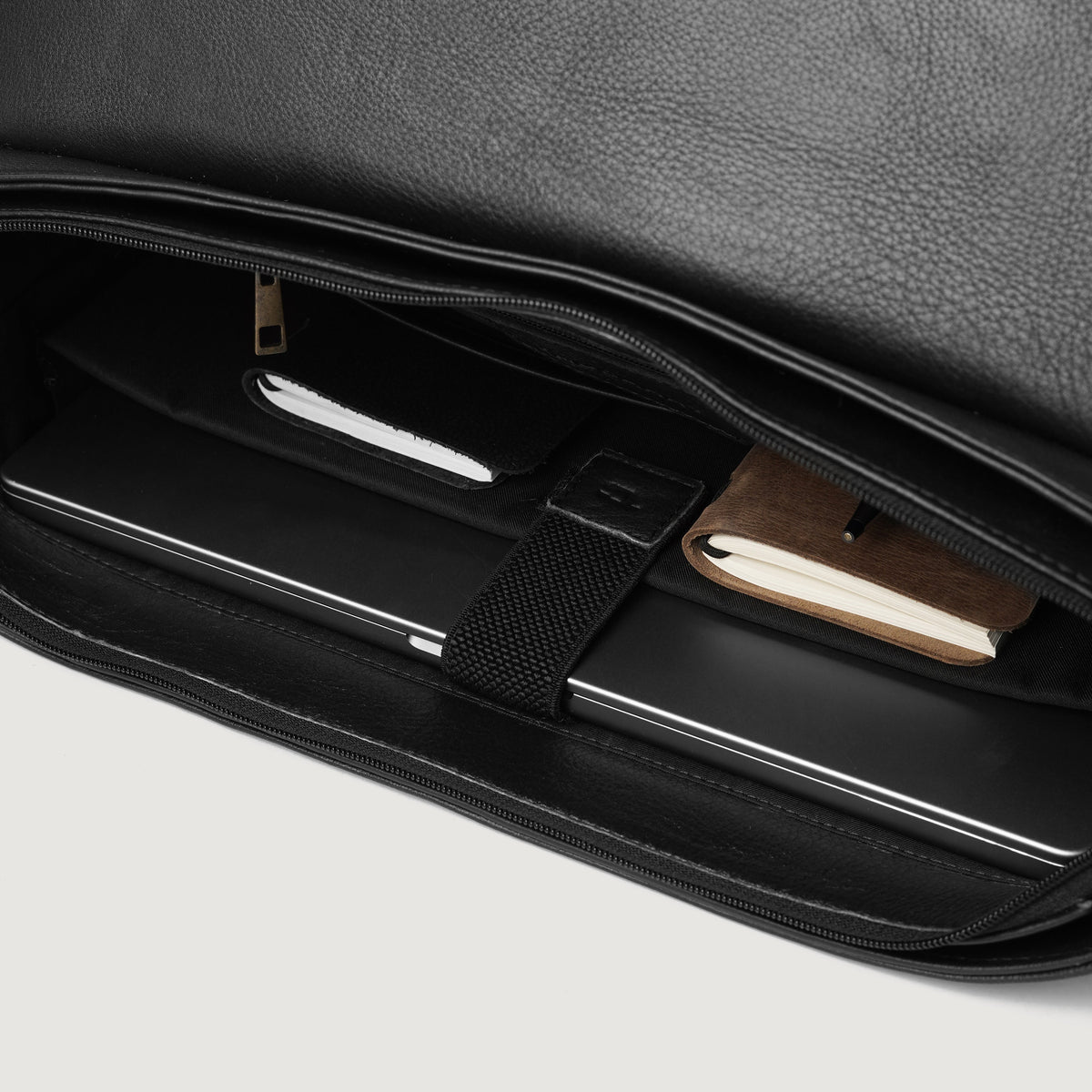 Brex Cristoph Black Leather Messenger Bag - black leather messenger bag, view 6