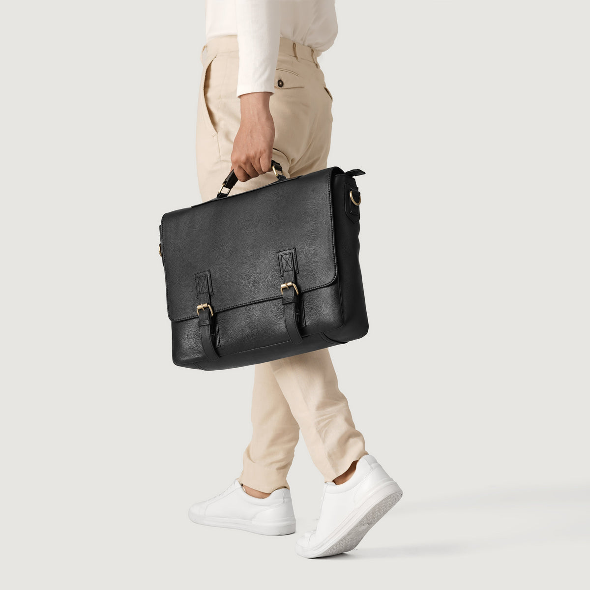 Brex Cristoph Black Leather Messenger Bag - black leather messenger bag, view 9