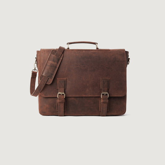 Brex Cristoph Vintage Distressed Brown Leather Messenger Bag - brown vintage distressed leather messenger bag, view 1
