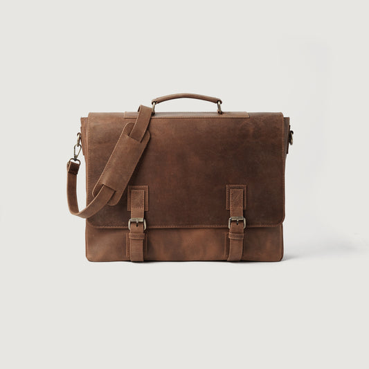 Brex Cristoph Vintage Tan Leather Messenger Bag - tan vintage leather messenger bag, view 1