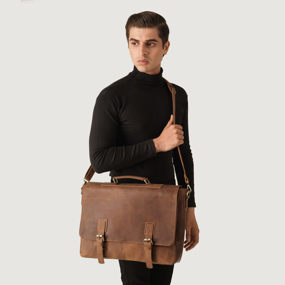Brex Cristoph Vintage Tan Leather Messenger Bag - tan vintage leather messenger bag, view 8
