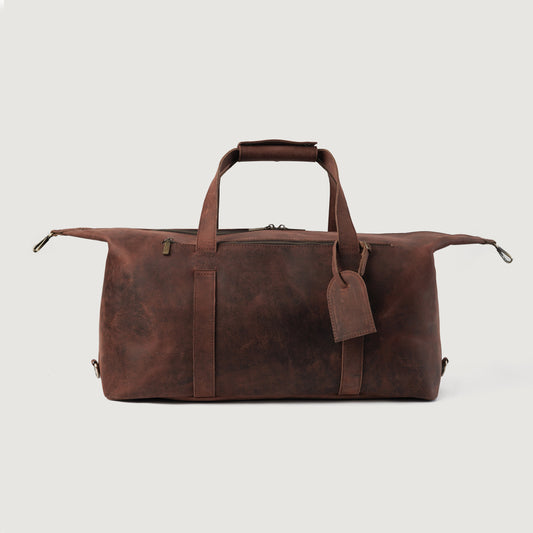Brex Dale Vintage Distressed Brown Leather Duffle Bag - brown vintage distressed leather duffle bag, view 1