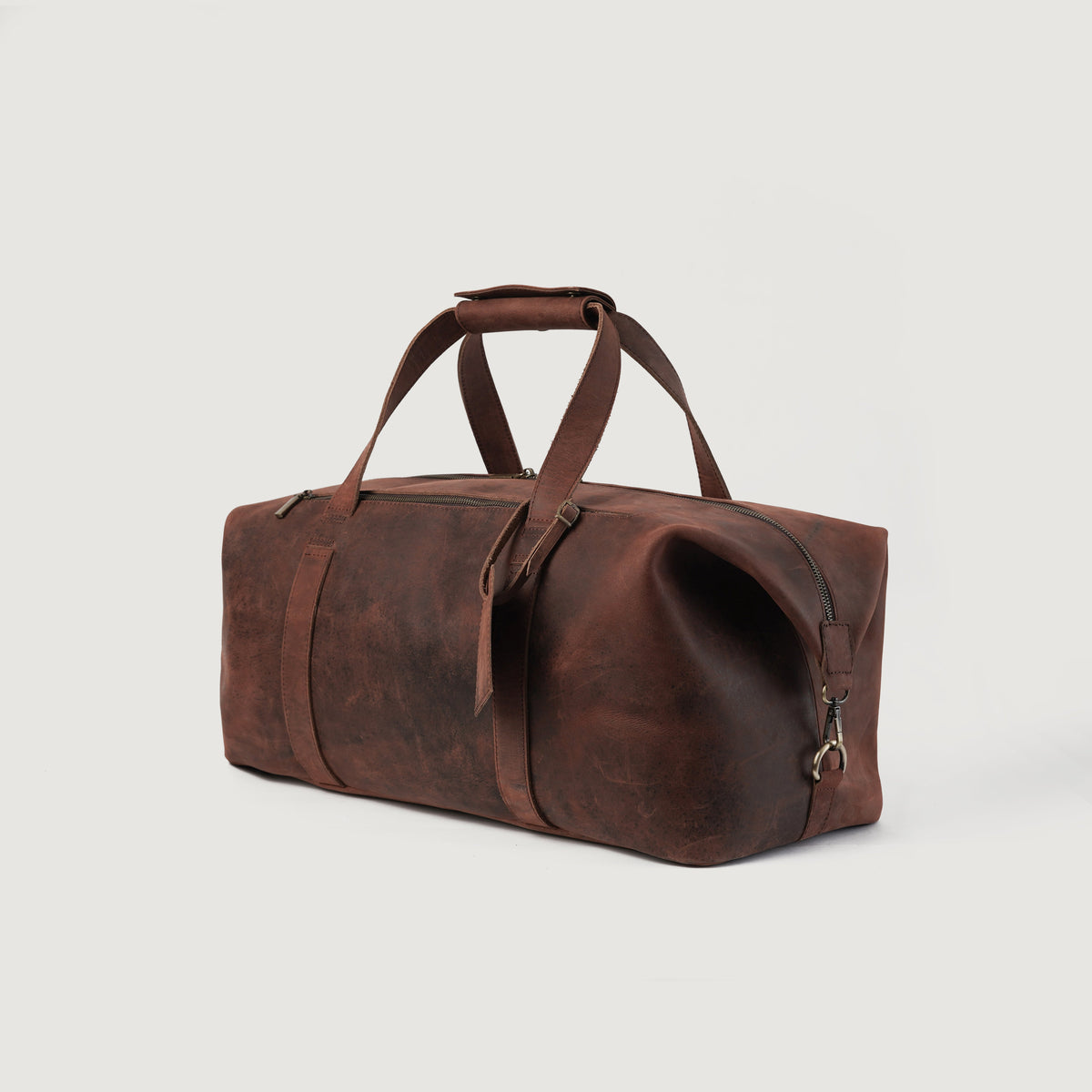 Brex Dale Vintage Distressed Brown Leather Duffle Bag - brown vintage distressed leather duffle bag, view 4