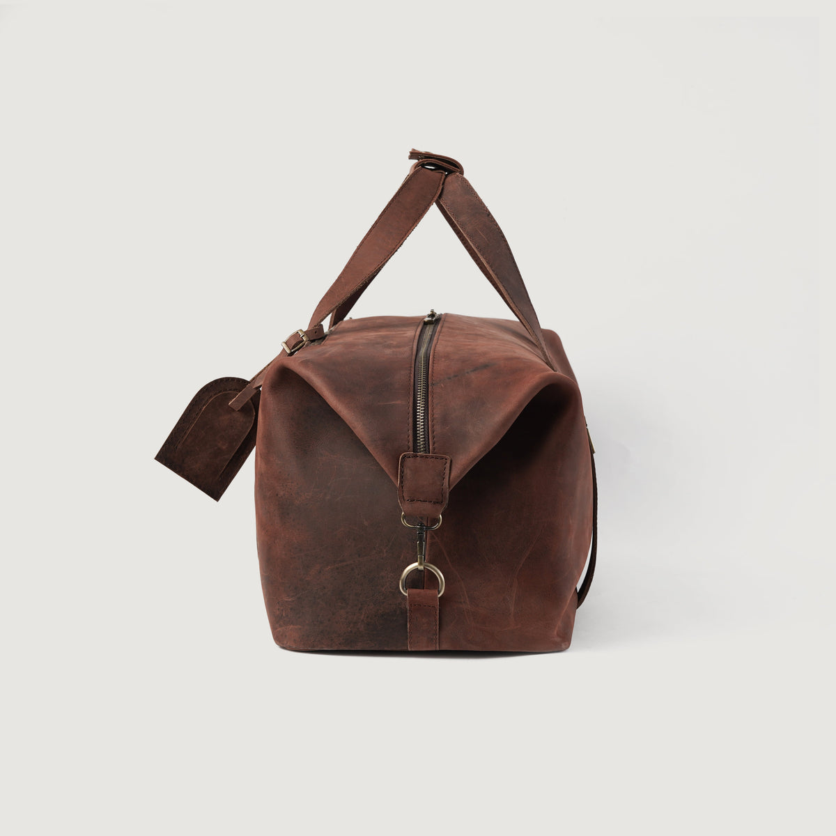 Brex Dale Vintage Distressed Brown Leather Duffle Bag - brown vintage distressed leather duffle bag, view 5