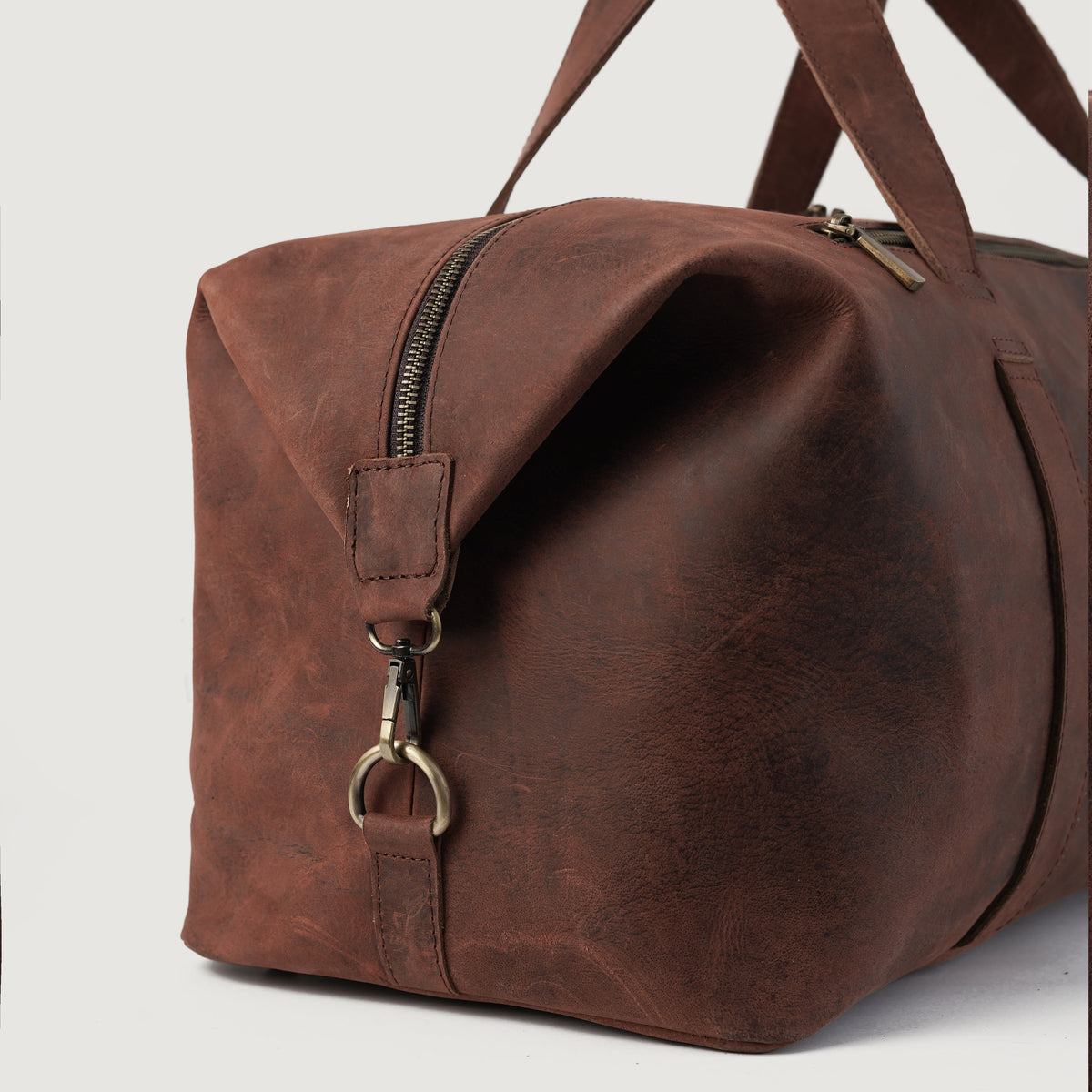 Brex Dale Vintage Distressed Brown Leather Duffle Bag - brown vintage distressed leather duffle bag, view 7