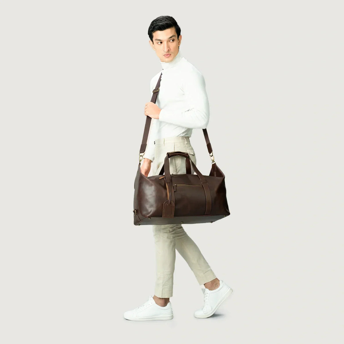Brex Dale Vintage Brown Leather Duffle Bag - brown vintage leather duffle bag, view 2