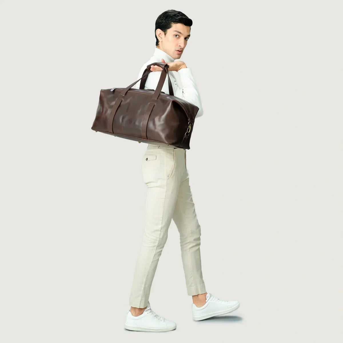 Brex Dale Vintage Brown Leather Duffle Bag - brown vintage leather duffle bag, view 6