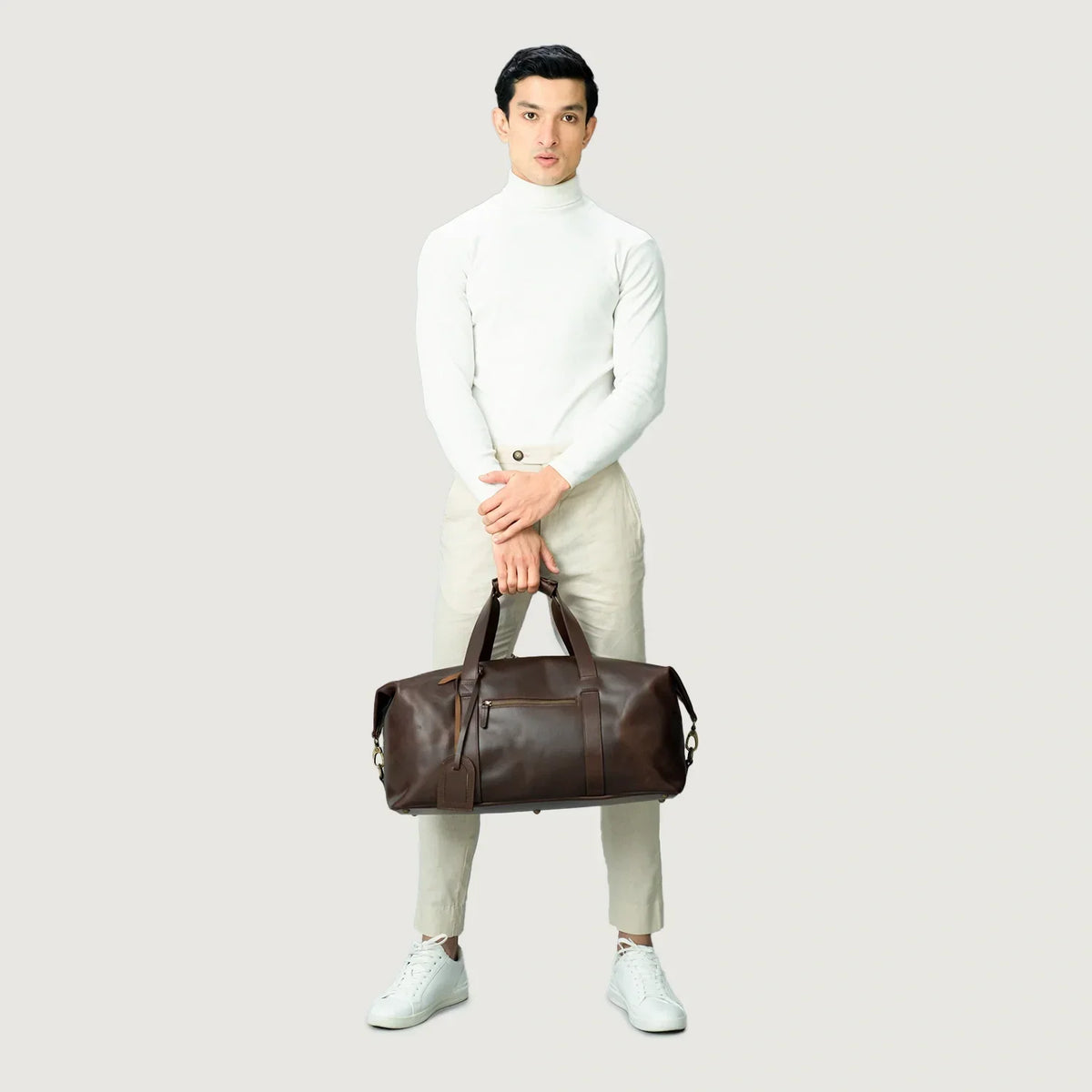 Brex Dale Vintage Brown Leather Duffle Bag - brown vintage leather duffle bag, view 8