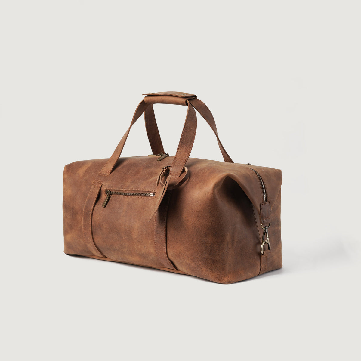 Brex Dale Vintage Tan Brown Leather Duffle Bag - brown & tan vintage leather duffle bag, view 3