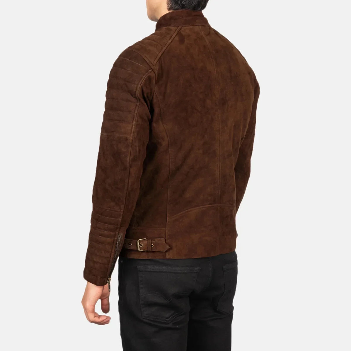 Damian Mocha Suede Biker Jacket - men's jacket in mocha suede leather, view 5