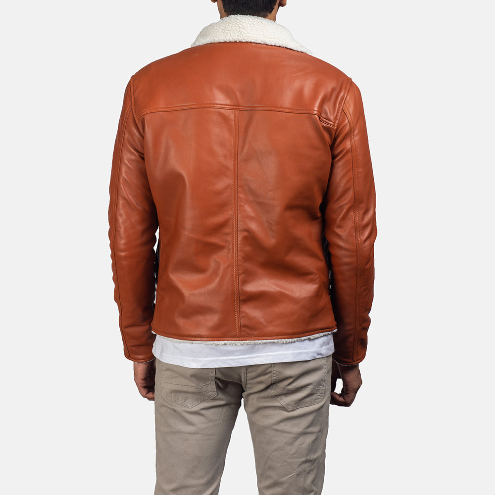 Dan Frost Tan Shearling Jacket - men's jacket in tan sheepskin leather, view 5