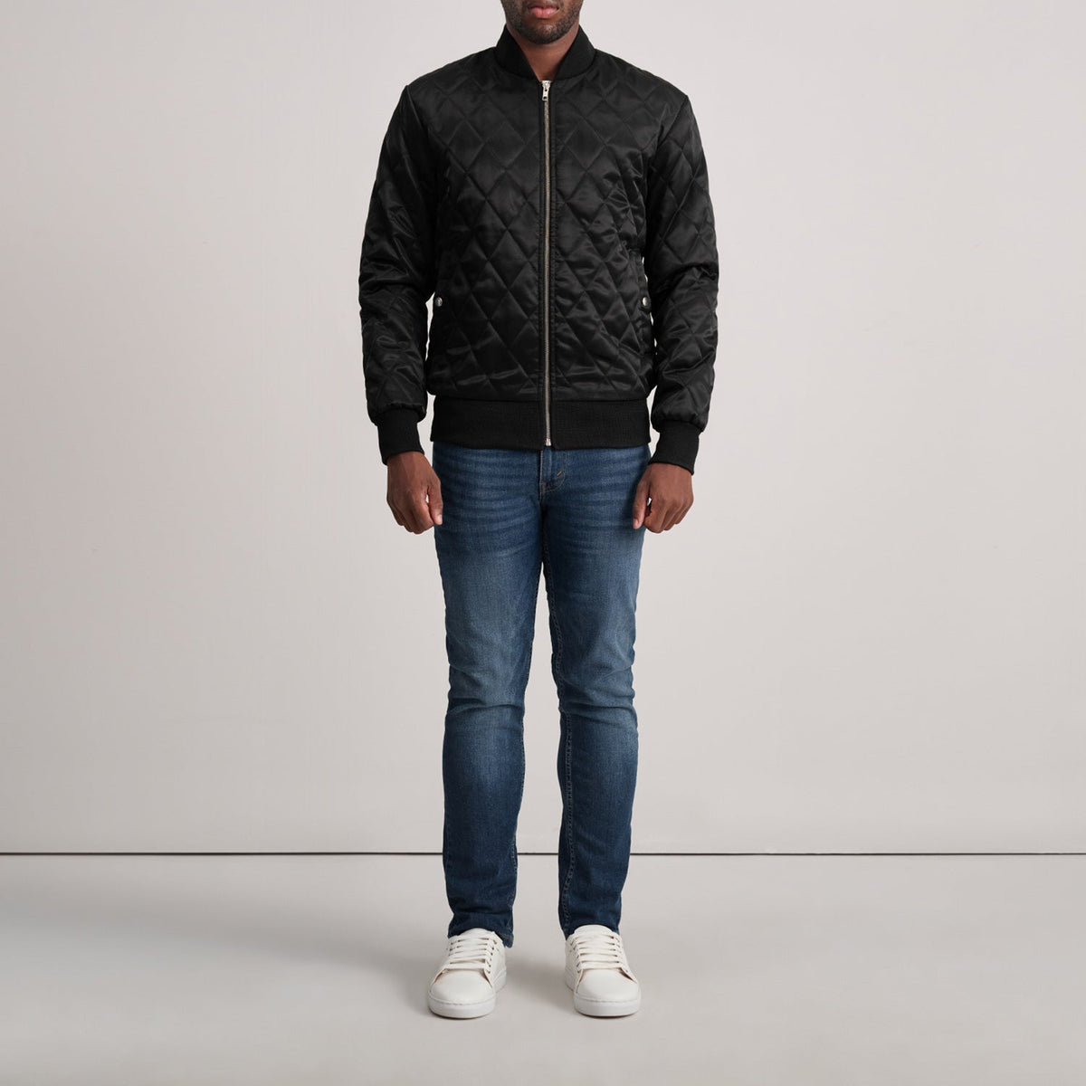 Danson Quilted Black Varsity Jacket - men's jacket in black premium leather, view 4