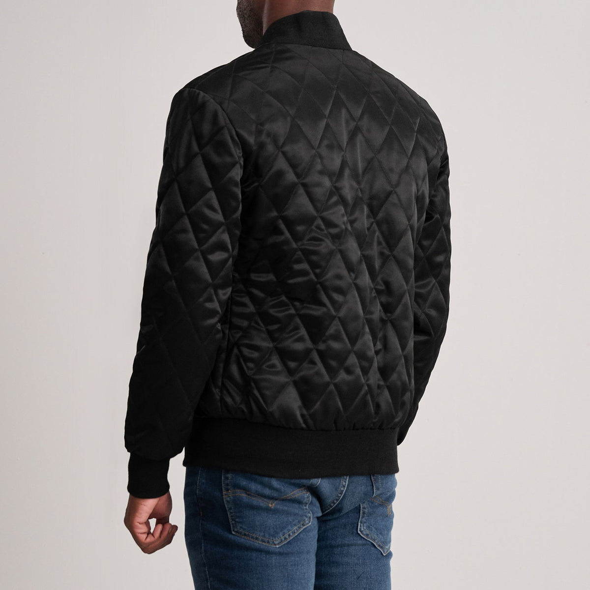 Danson Quilted Black Varsity Jacket - men's jacket in black premium leather, view 5