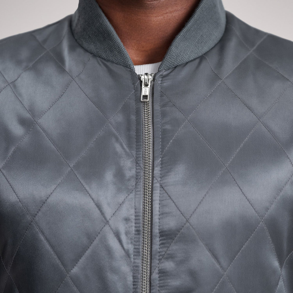 Danson Quilted Grey Varsity Jacket - men's jacket in grey premium leather, view 6