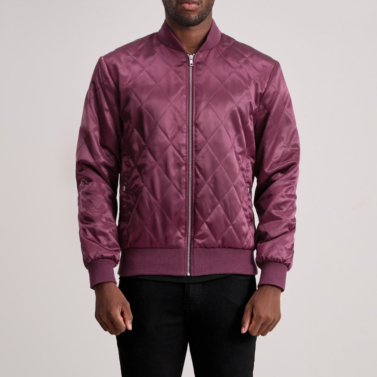 Danson Quilted Maroon Varsity Jacket - men's jacket in maroon premium leather, view 1