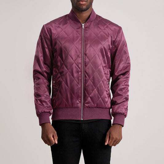 Danson Quilted Maroon Varsity Jacket - men's jacket in maroon premium leather, view 1