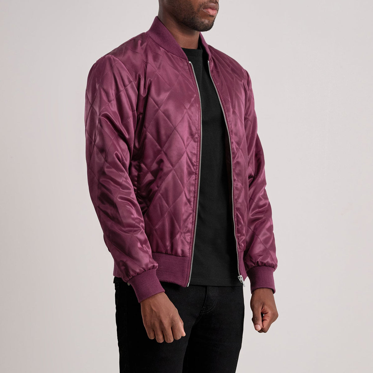 Danson Quilted Maroon Varsity Jacket - men's jacket in maroon premium leather, view 2