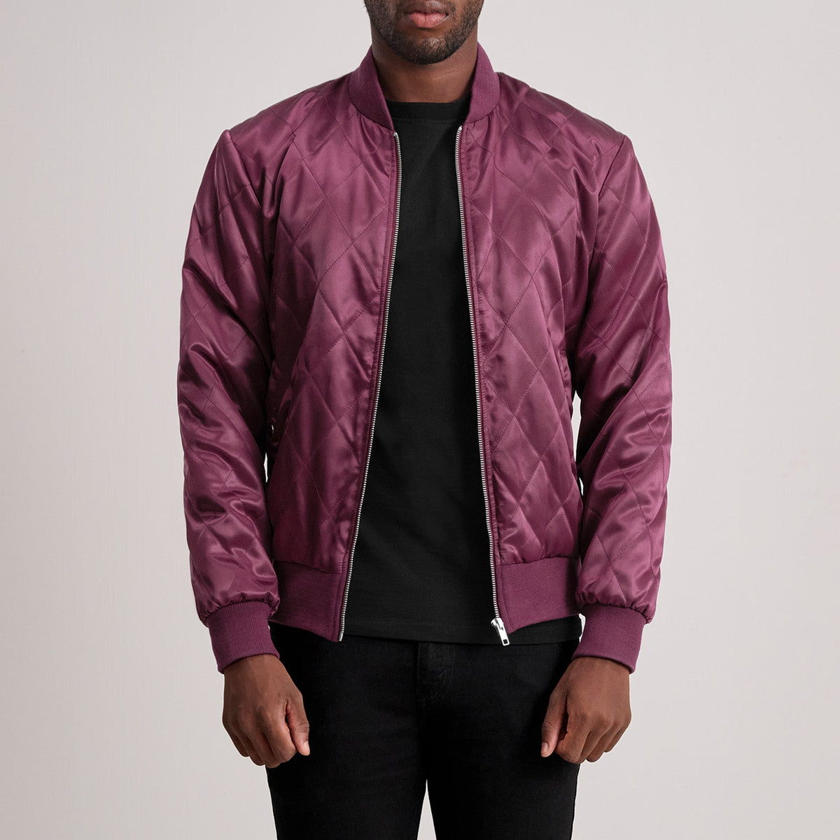 Danson Quilted Maroon Varsity Jacket - men's jacket in maroon premium leather, view 3