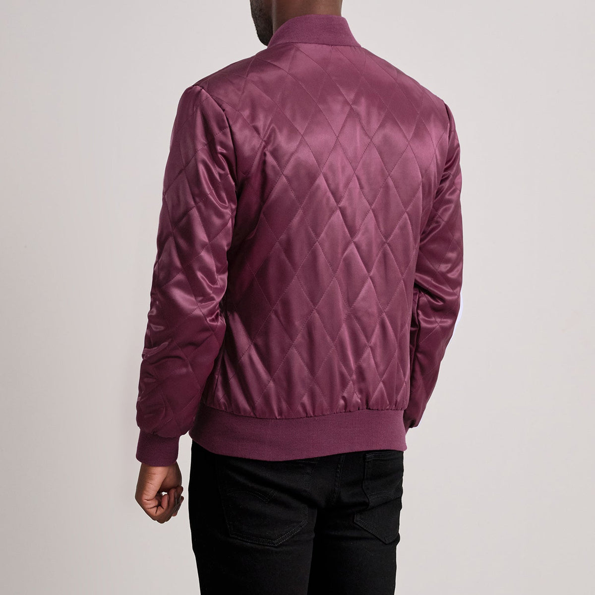 Danson Quilted Maroon Varsity Jacket - men's jacket in maroon premium leather, view 5