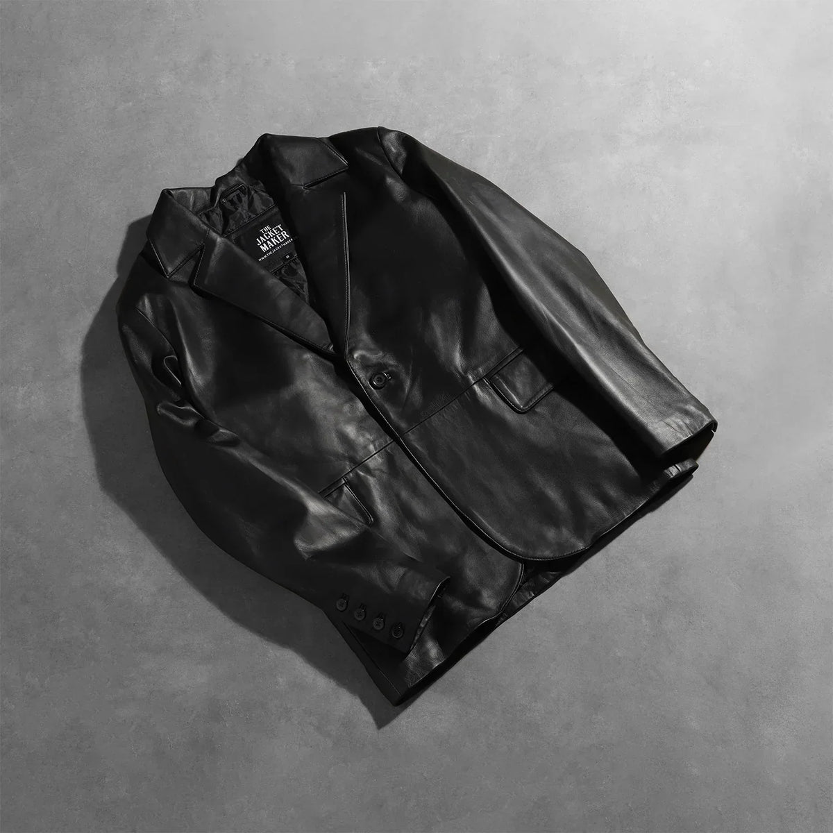 Daron Black Leather Blazer - men's blazer in black sheepskin leather, view 7