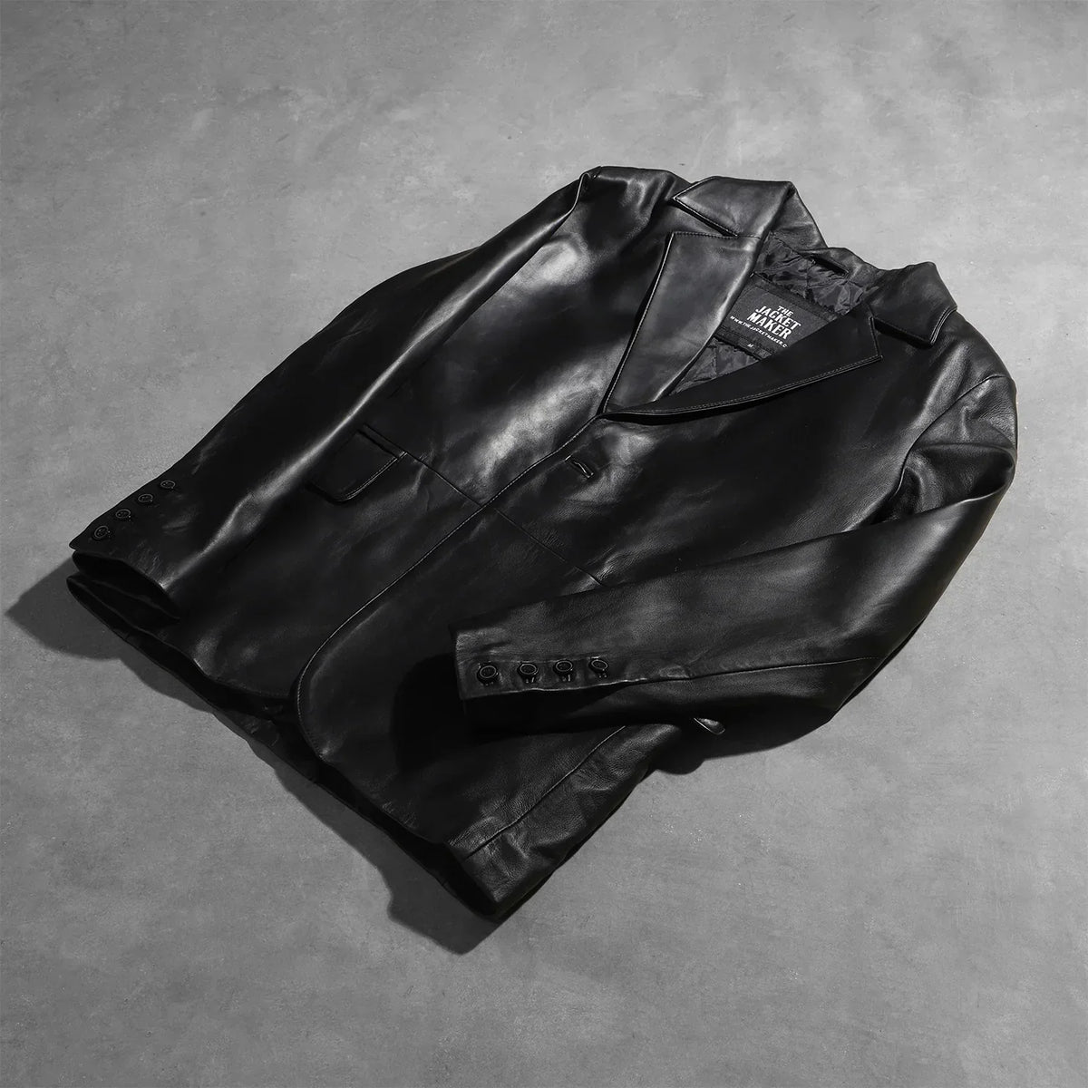 Daron Black Leather Blazer - men's blazer in black sheepskin leather, view 8